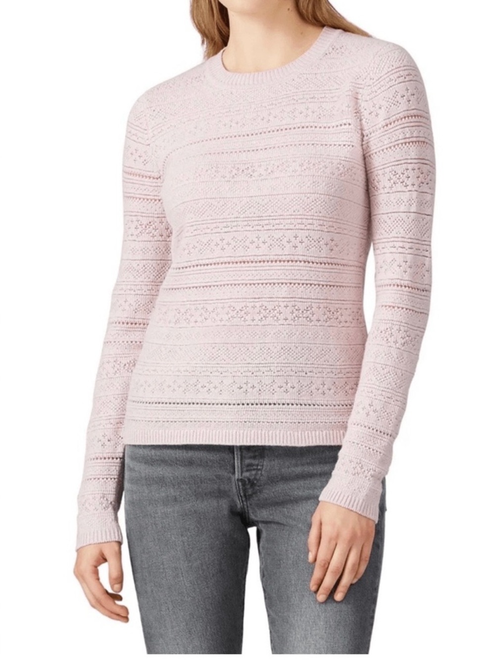 BANANA REPUBLIC Light Lilac Pointelle Crewneck Sweater NWT